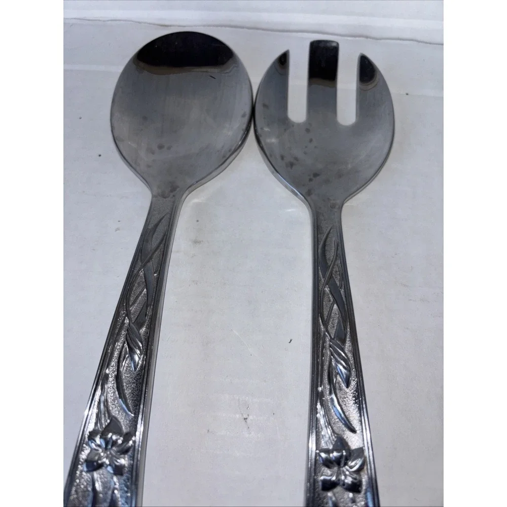 LENOX Metal Salad‎ Serve Fork And Spoon Floral